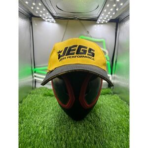 JEGS High Performance Racing Hat Yellow Black Adjustable Strapback Baseball Cap